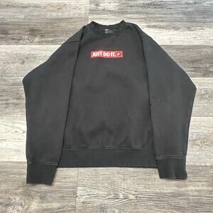 Nike‎ Just Do It Black Red Mens XL Athletic Fleece Crewneck Pullover Sweatshirt